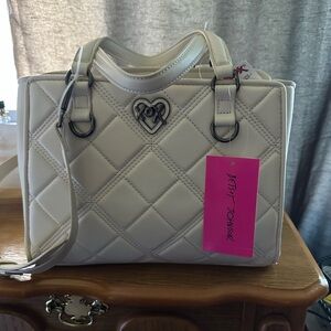 Betsey Johnson Cream Quilted Handbag